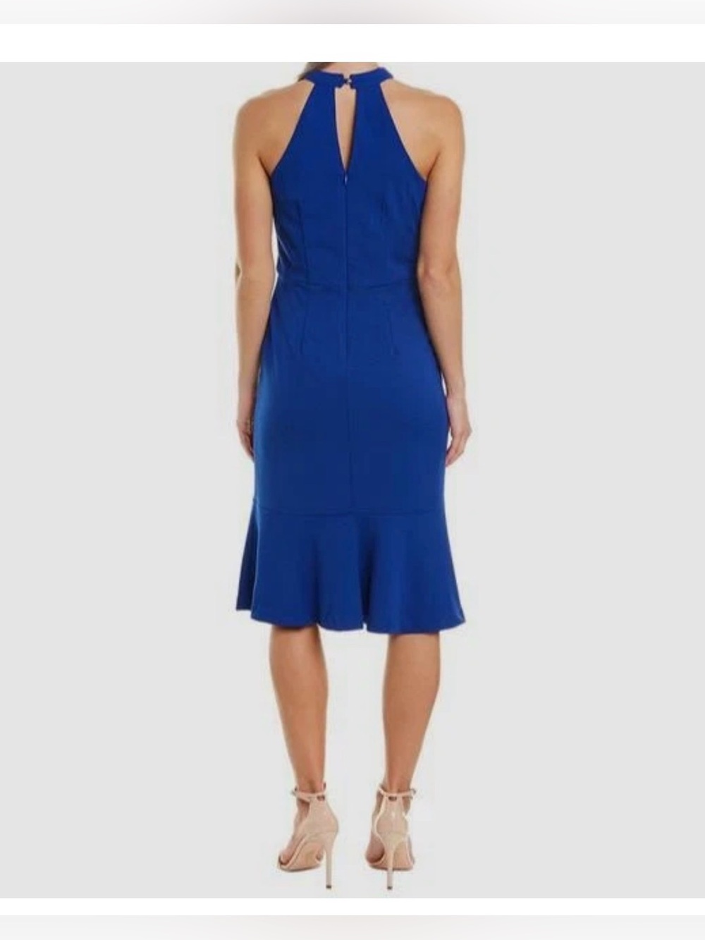 bebe cobalt Blue Halter Midi Dress with Flared Hem NWT - Picture 2 of 14